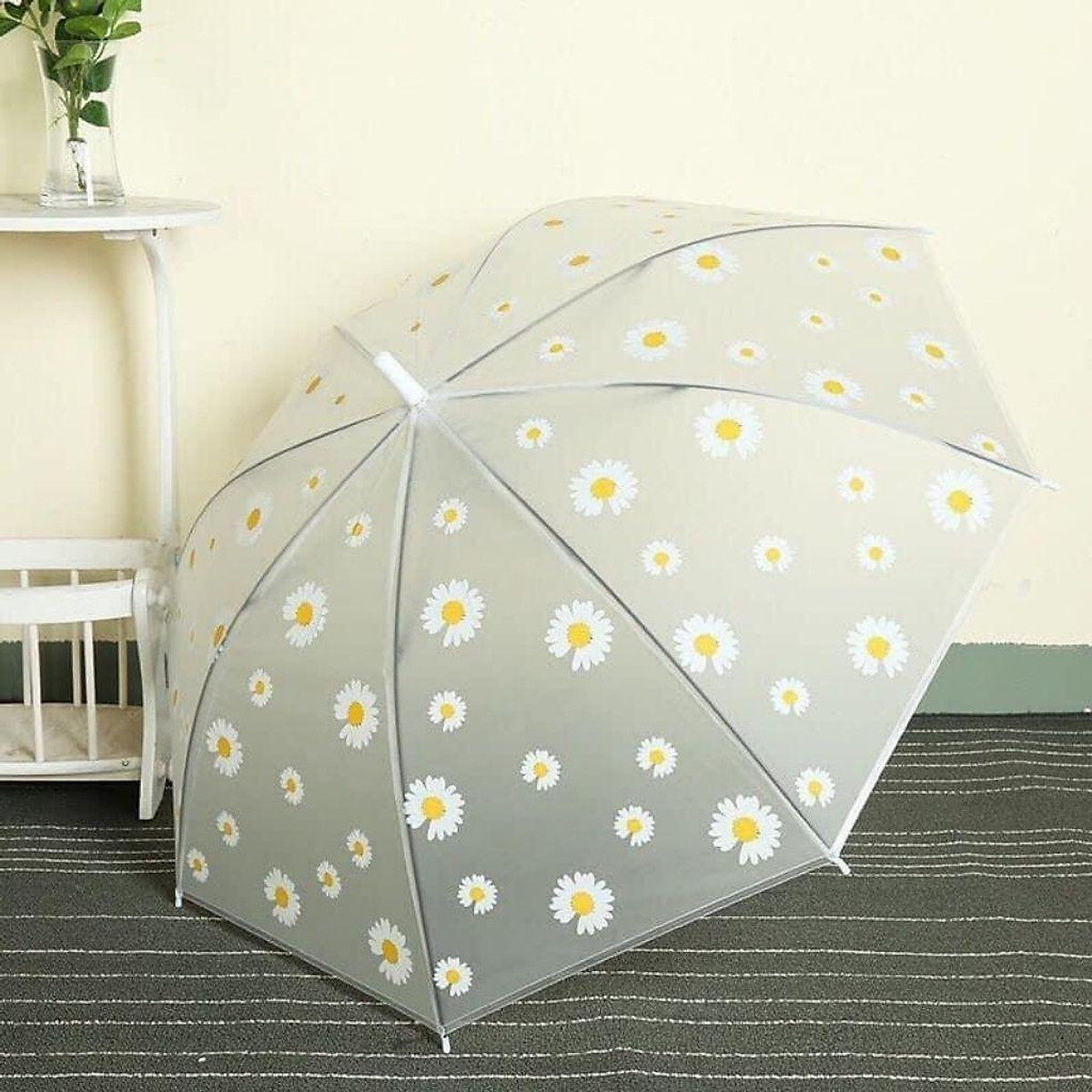Ô hoa cúc trong suốt chống nước, siêu dày ,ô trong suốt đi mưa