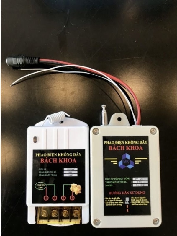 Phao điện / rờ le phao điện không dây dẫn 12v chống tràn từ xa, chống giật trên bồn chứa nước, phao bách khoa, 20a