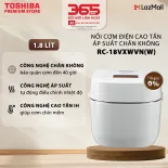 Nồi Cơm Điện Cao Tần Áp Suất Chân Không 1.8 Lít Toshiba RC-18VXWVN(W) - Công Nghệ Độc Quyền - Thiết Kế Cao Cấp, Tối Giản