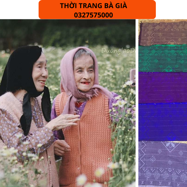 Khăn Len Nhung Choàng Đầu Cho Bà Cho Mẹ.Khăn người già.