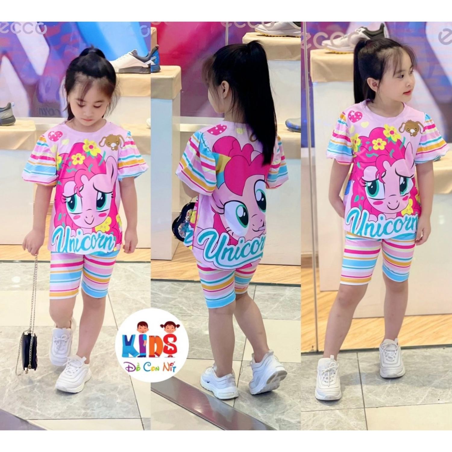Bộ thun lạnh 3d bé gái - đồ bộ trẻ em