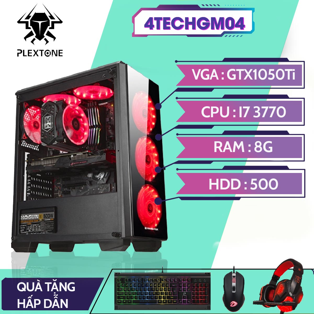 [Trả góp 0%] Máy tính Case PC Gaming Desktop cao cấp Core i7 Ram 8Gb hai ổ cứng SSD + HDD VGA 1050Ti màn 22inch 4TechGM04 2021 thùng cây để bàn Full Led chiến mọi Game hay thế giới Maxsetting Live Stream thiết kế đồ họa Edit Vid