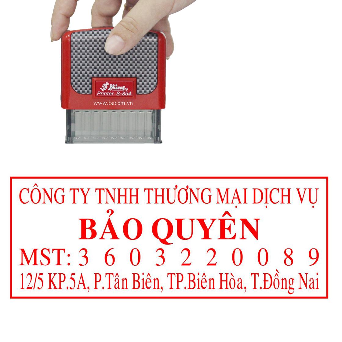 Khắc dấu 3 dòng đến 4 dòng shiny s854 22 x 58mm