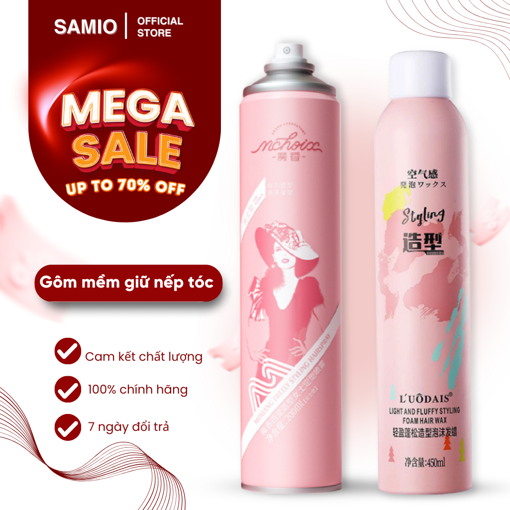 Gôm mềm giữ nếp tóc nam nữ, keo xịt tóc, keo bọt tạo kiểu giữ nếp tóc nam nữ