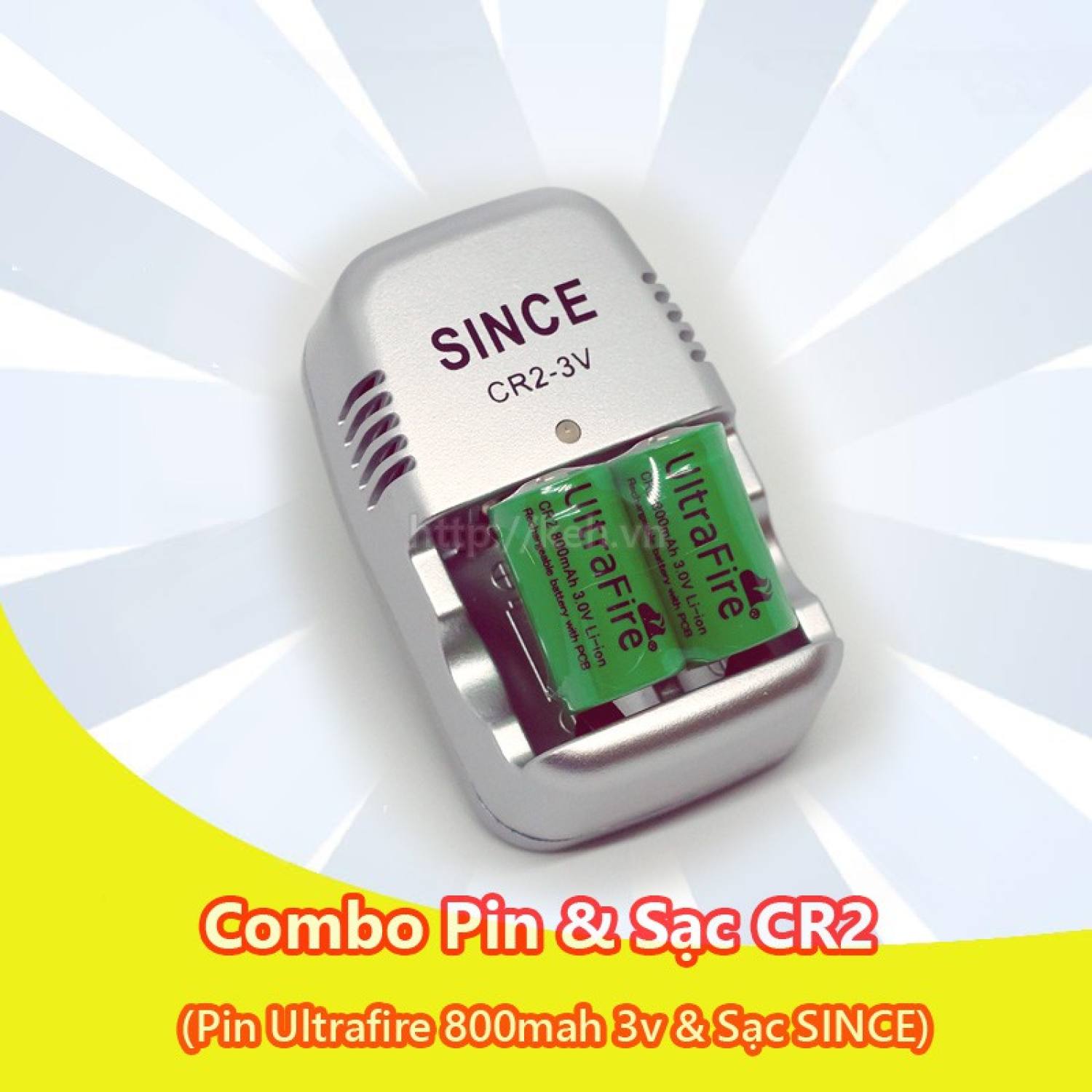 Pin sạc cr2 since 3v + 2 pin cr2 ultrafire 800mah 3v rechargeable cho máy ảnh phim, máy instax mini