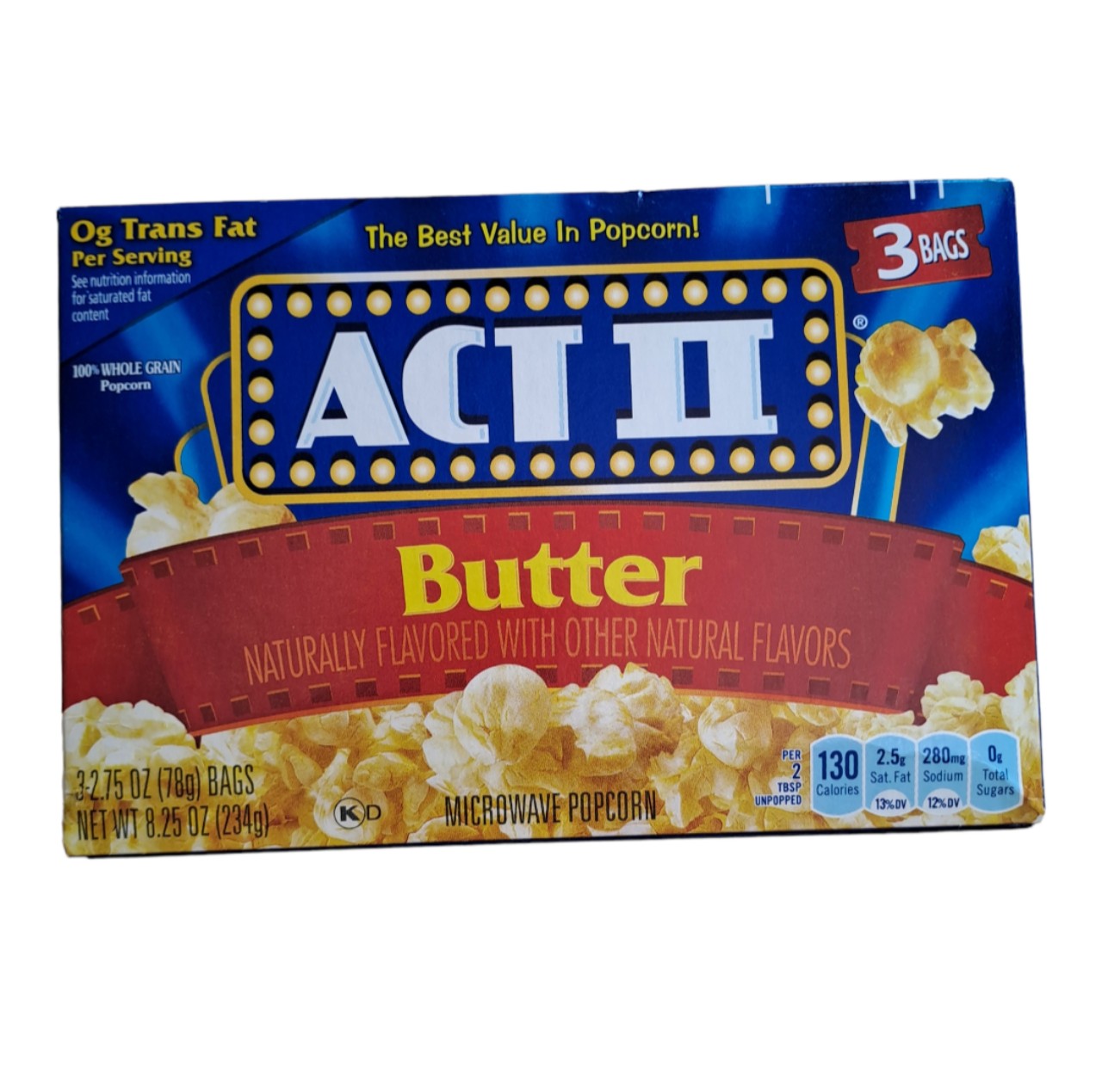 Bắp nổ lò vi sóng ACT II - Butter 3 gói 78g hộp 234g - Popcorn