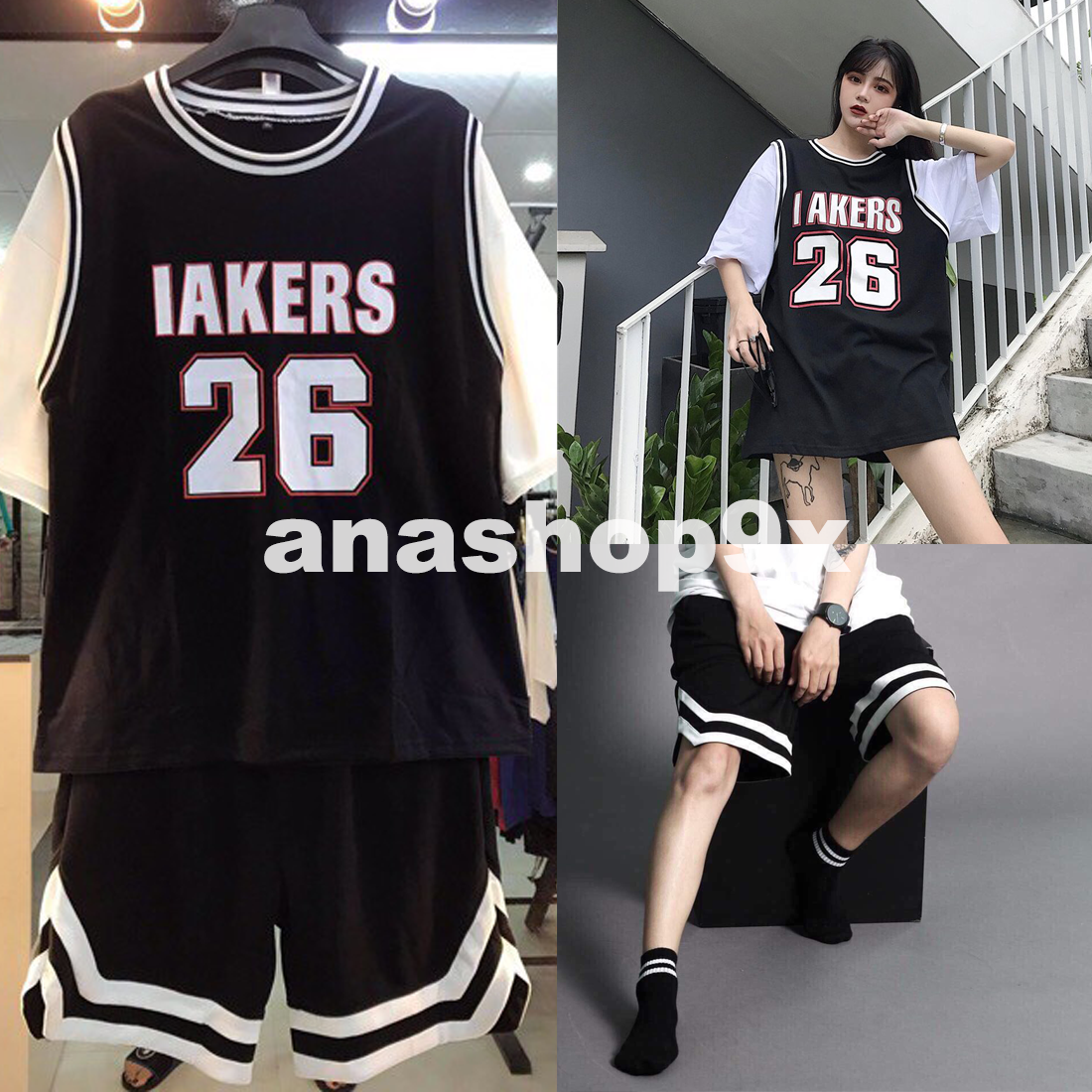 Set Bộ Thể Thao Áo Bóng Rổ Aiker Số 26 và Quần Short Viền V 2 Line ( có kèm bán lẻ áo, quần)