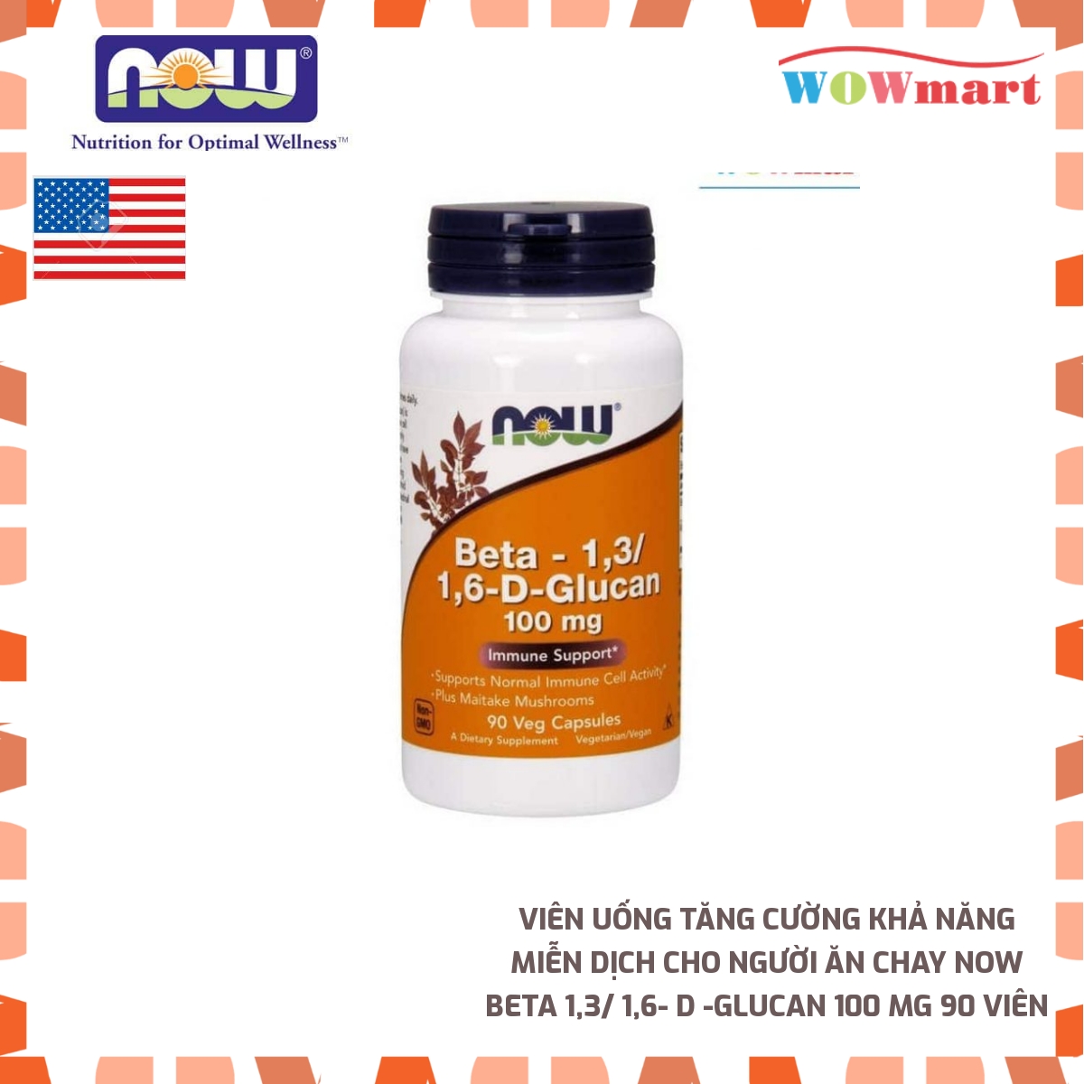 [HCM]Viên uống tăng cường khả năng miễn dịch cho người ăn chay NOW Beta 13/ 16- D -Glucan 100 mg 90 viên - [MỸ]