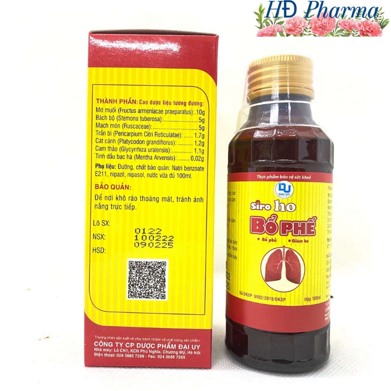 Siro ho bổ phế Đại Uy chai 125ml. Giúm giảm ho, ngứa rát họng