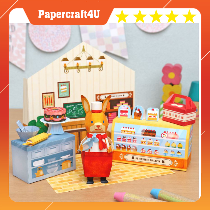 Mô hình giấy 3D - tiệm bánh của Gấu cute