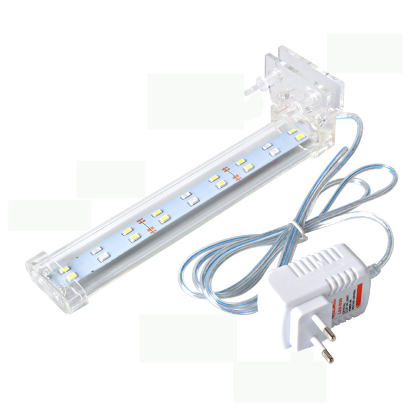 Đèn led kẹp 6W cho hồ cá, hồ thủy sinh 25cm - 35cm, 2 màu trắng xanh cao cấp - XILONG D20