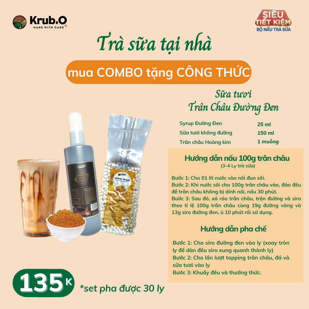 Combo Sữa tươi trân châu đường đen . Nguyên liệu làm trà sữa tại nhà.