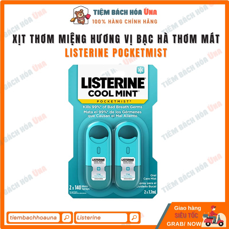Xịt thơm miệng Listerine Pocketmist hương vị bạc hà thơm mát