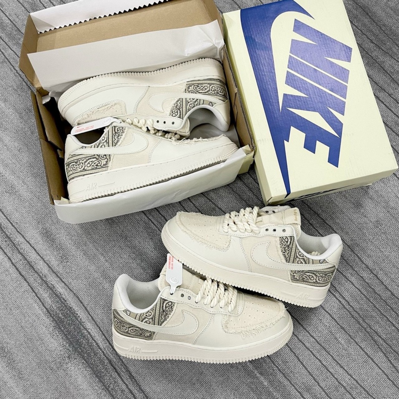 Giày Thể Thao Af1, Giày Sneaker Airforce One Vải Canvas Dây Vặn Thừng Nam Nữ Fullbox