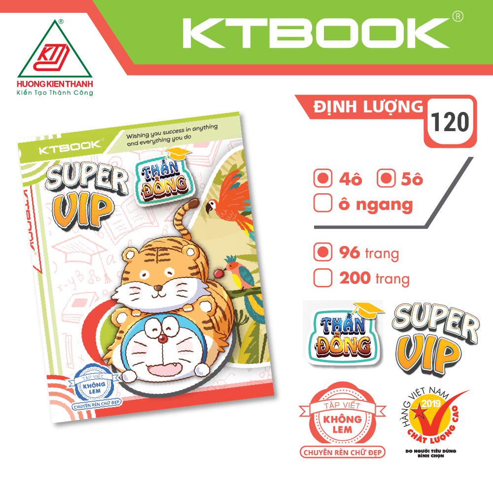 Gói 10 cuốn Tập Vở Học Sinh Cao Cấp Chuyên Rèn Chữ Đẹp Thần Đồng KTBOOK giấy trắng không lem ĐL 120 - 96 trang