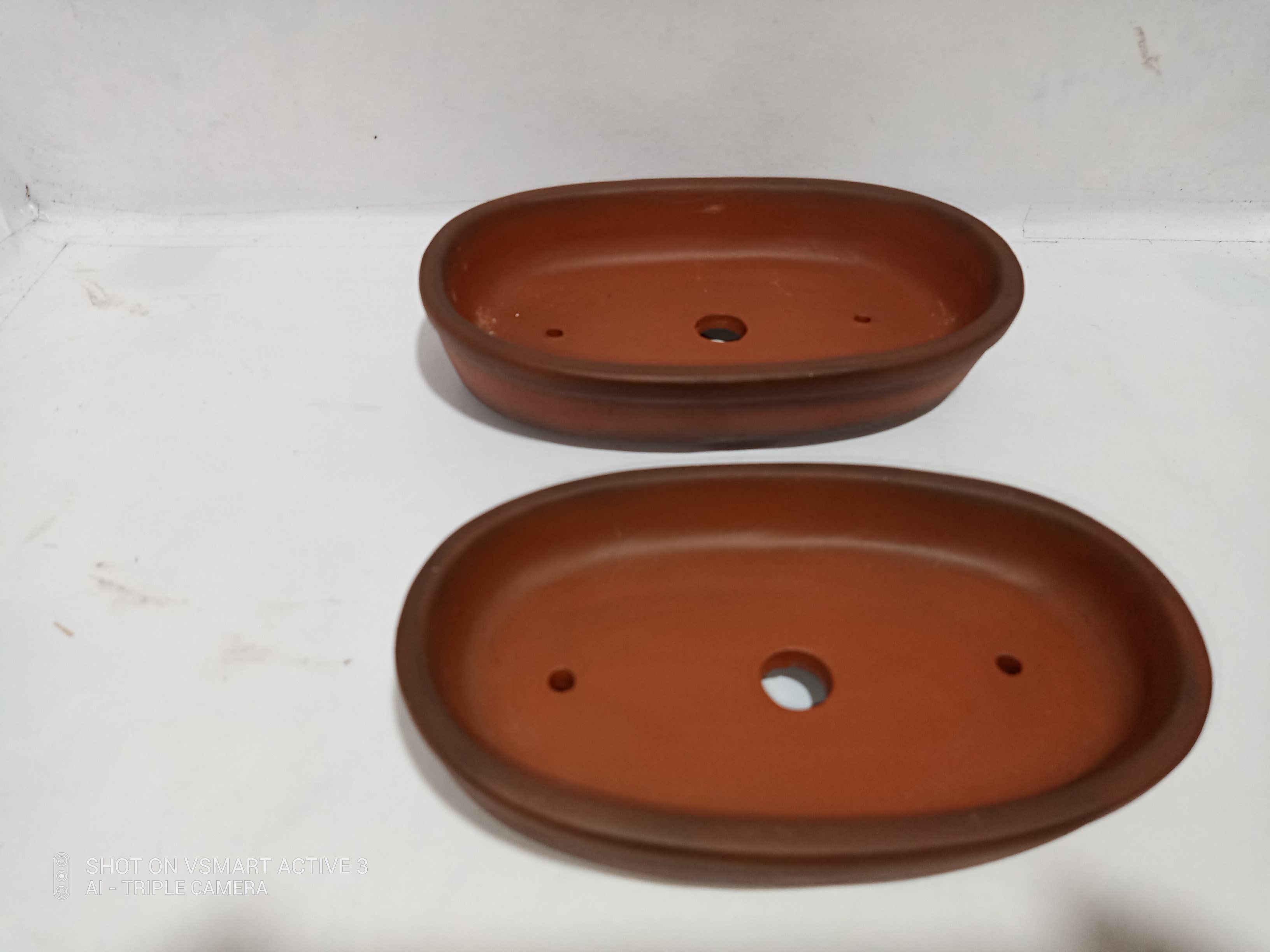 Bộ chậu oval đất nung trồng cây mini,chậu trồng cây bonsai,sen đá mini