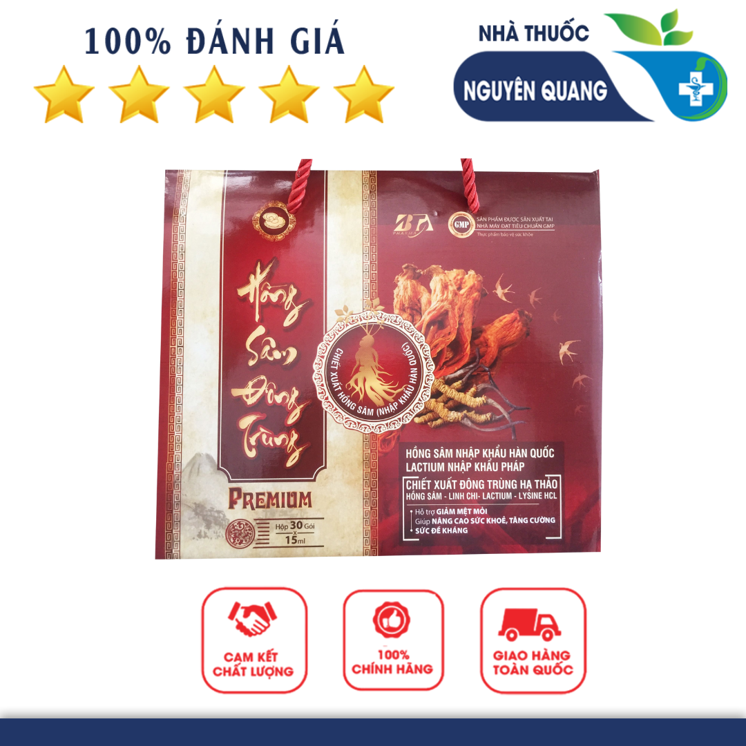 Hồng Sâm Đông Trùng Premium - Hộp 30 gói nước