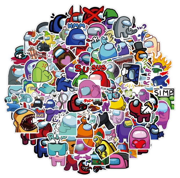 [HCM]Bộ Sticker AMONG US decal hình dán chống nước trang trí xe laptop nón bảo hiểm vali #158