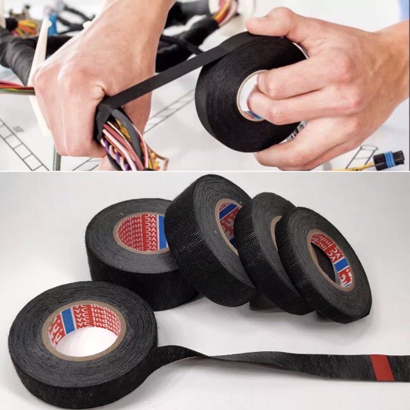 [HCM]Băng keo vải quấn bảo vệ các bó dây điện dài 15met chống đứt dây cho ô tô xe máy,chống chuột cắn.chống chập điện