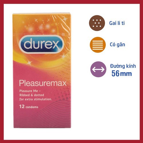 Bcs Durex Pleasuremax 12s hộp - BCS gai
