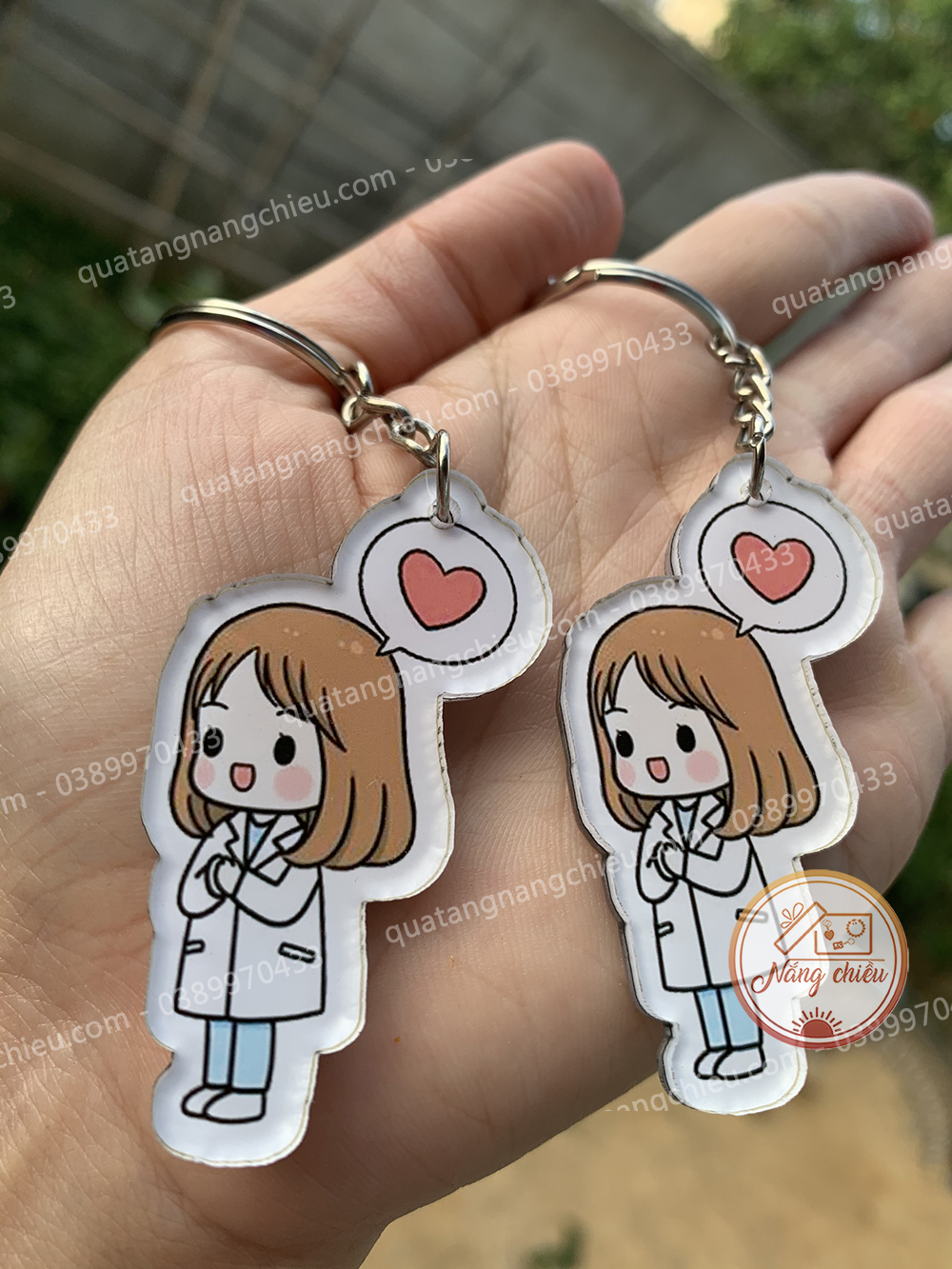 Móc khóa hình y tá, bác sỹ, lính cứu hỏa_ Cắt ghép chibi theo yêu cầu