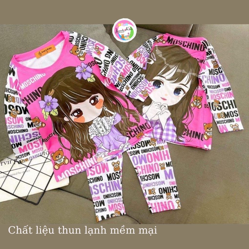 Đồ bộ dài tay bé gái ❤️ bộ dài tay bé gái 25-48kg vải 3D JENNIE KIDS mềm mại thấm hút mồ hôi tốt J404