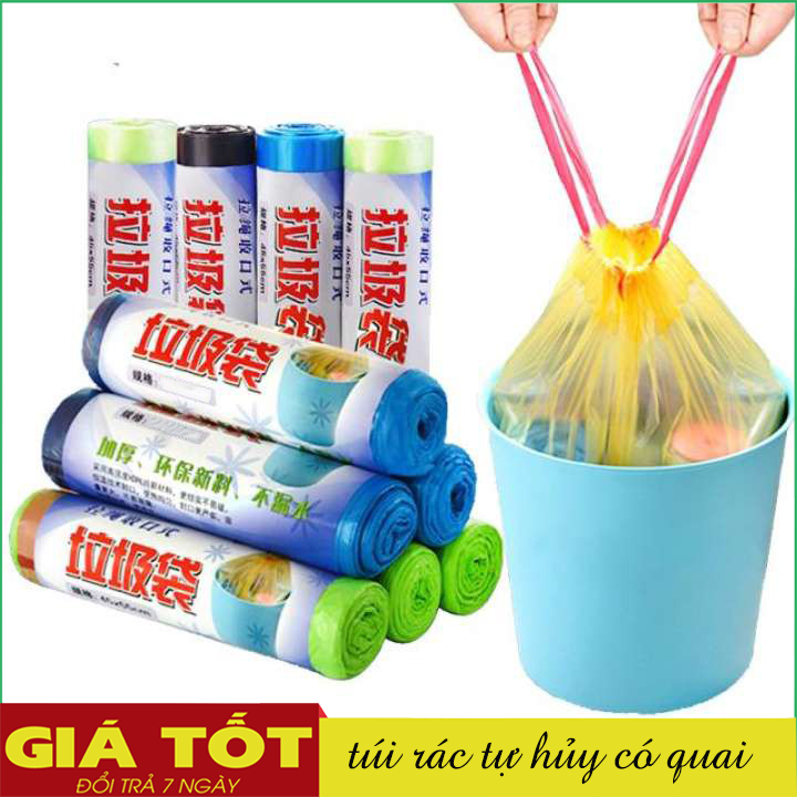 Combo 45 túi đựng rác tự hủy bảo vệ môi trường siêu bền giá rẻ chống rách-Bao đựng đồ kích thước to nhỏ tiện dụng