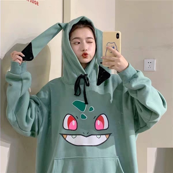 Áo hoodie pokemon tai dài đáng yêu nhiều màu