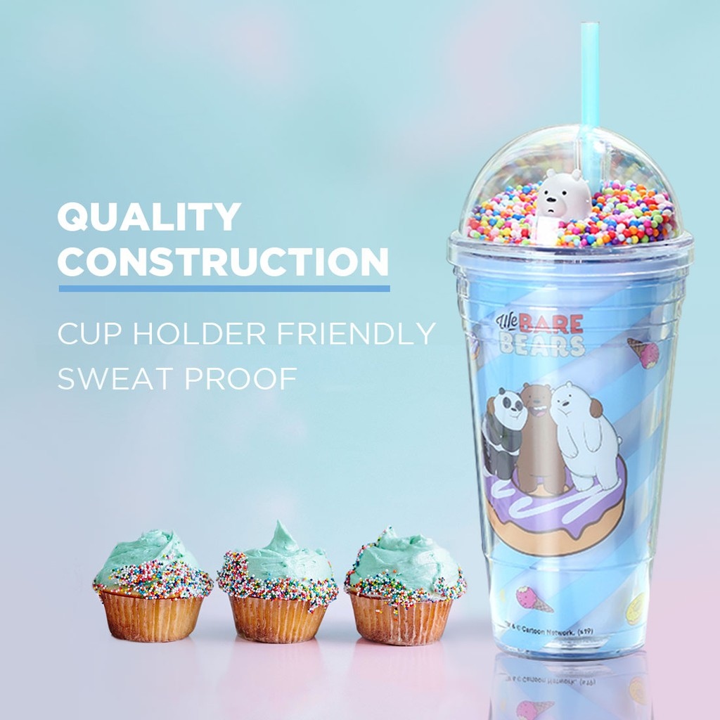 Cốc nhựa Miniso x We Bare Bears kèm ống hút 480ml - Hàng chính hãng