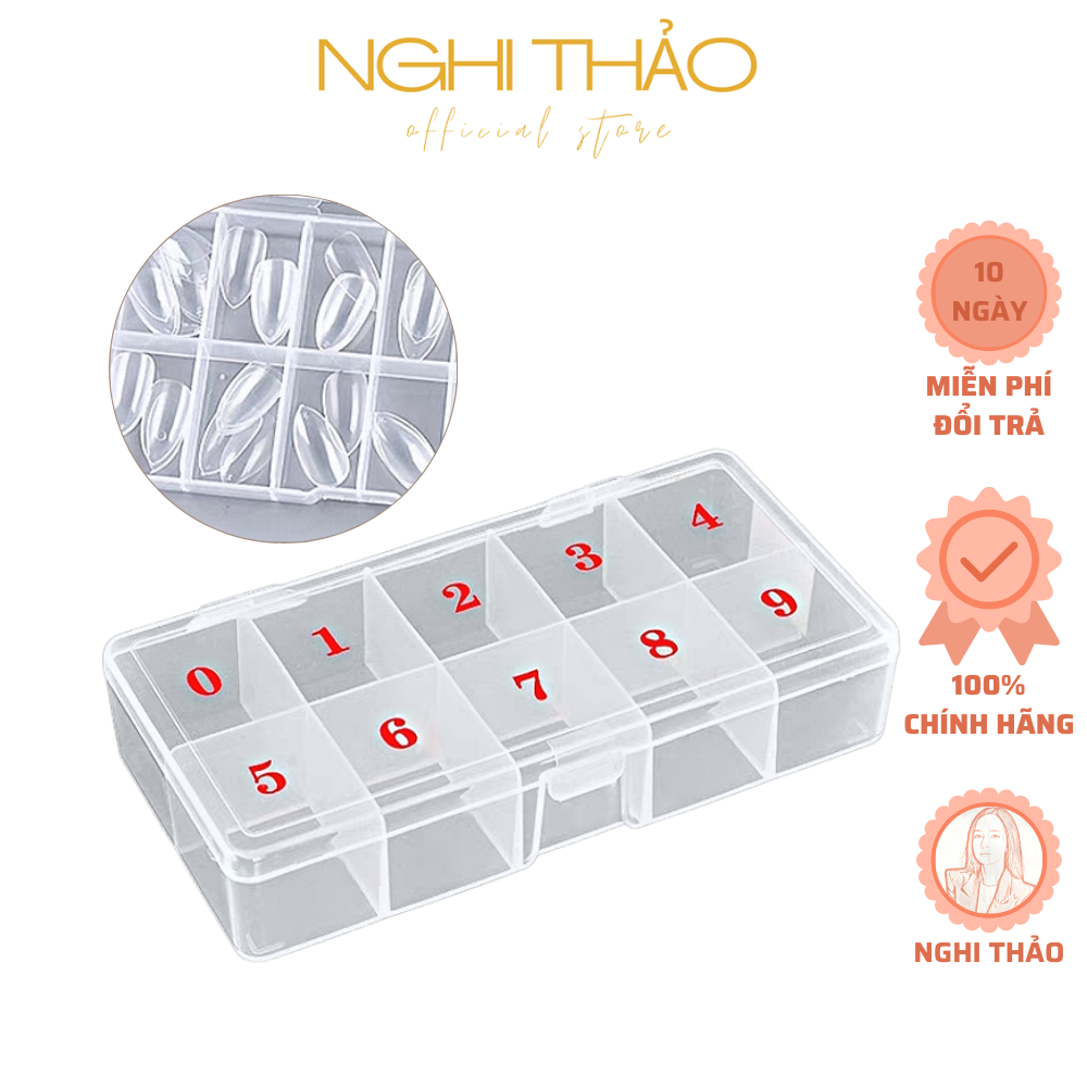 Hộp đựng móng giả Nghi Thảo phụ kiện nail, hộp nhựa đựng nail 10 ô