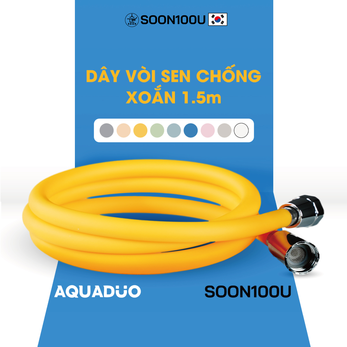 Dây Vòi Sen Aquaduo 1.5m Pvc Cao Cấp, Chống Xoắn, Siêu Bền Chịu Nhiệt Tốt Xài Cho Máy Nóng Lạnh,Vòi Xịt Vệ Sinh
