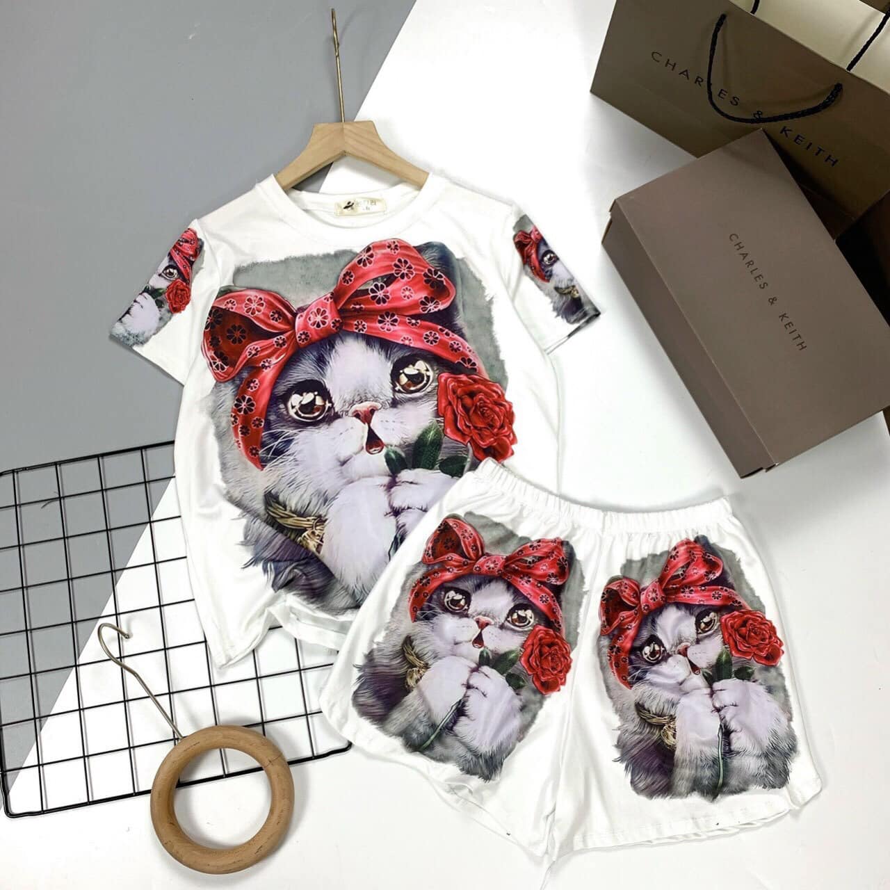Set đồ bộ quần đùi thun lạnh 3d hàng QC