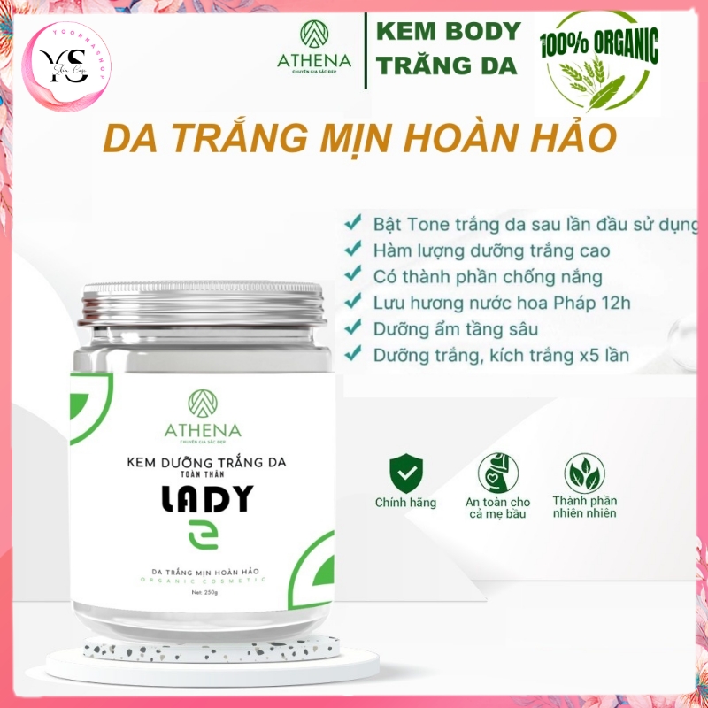 Kem Body Trắng Da Toàn Thân  SIÊU TRẮNG, SIÊU MỊN  - Athena 250g Dưỡng