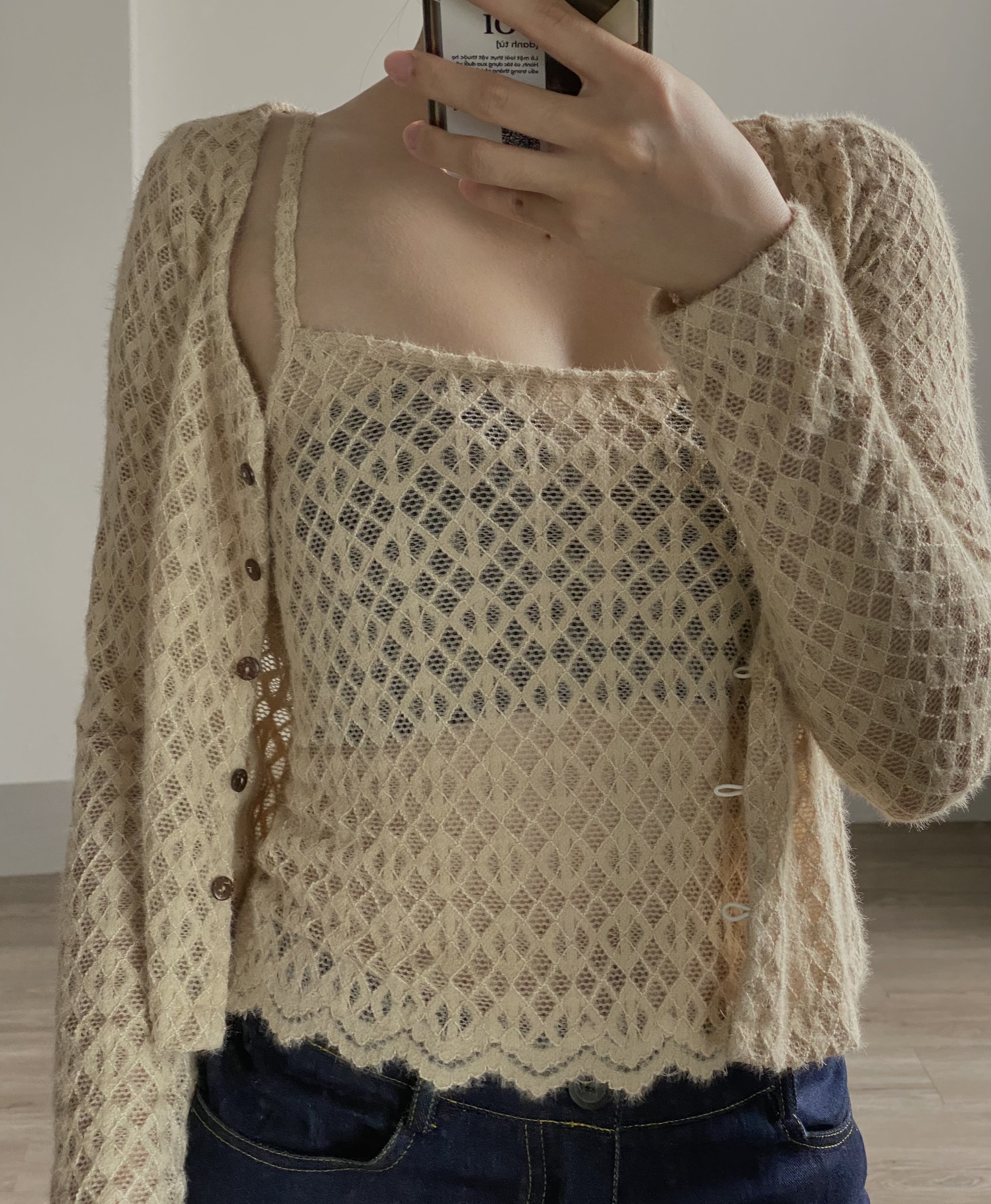 Unleashedvn Charlotte Cardigan Knit - Áo cardigan len ren Charlotte gồm áo 2 dây và khoác cardigan