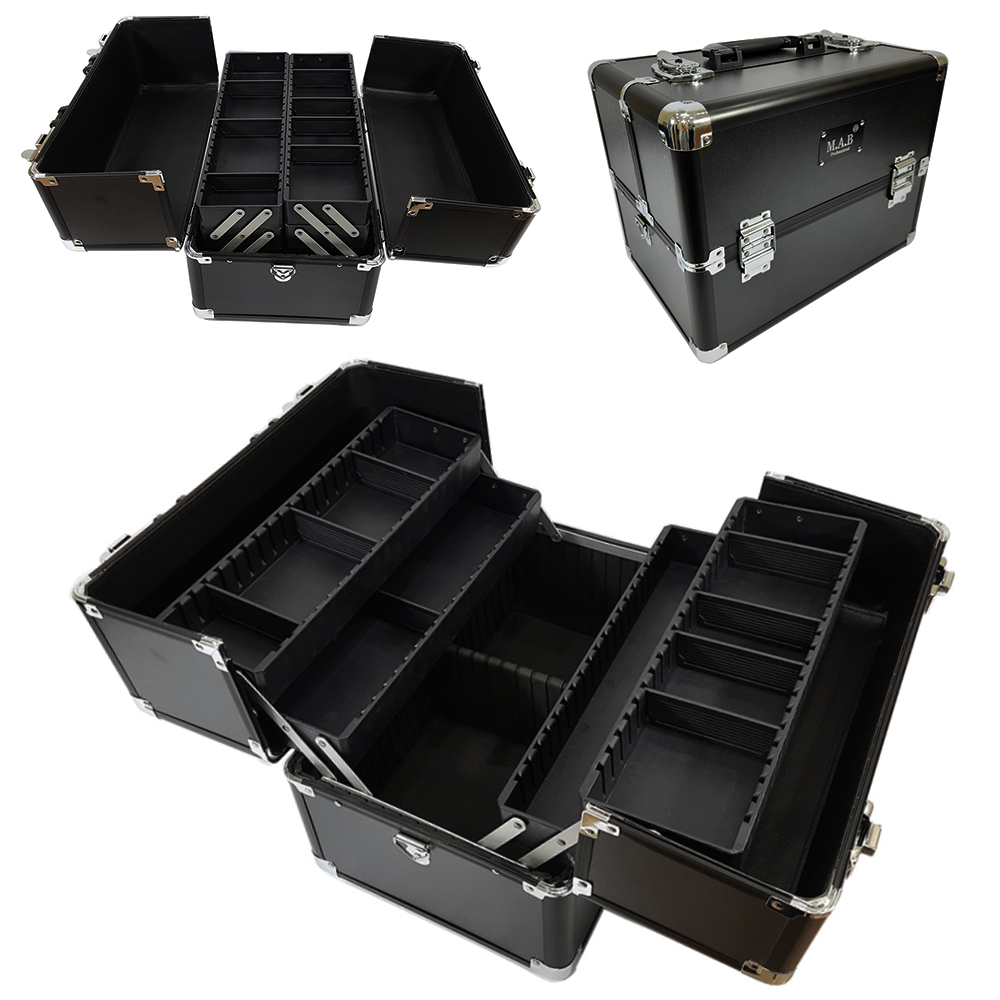 Cốp Hàn Quốc MAB Chuyên Nghiệp 2 Tầng 4 Khay, Có Tấm Ngăn Chia Khay, Đựng Đồ Makeup, Nail, Có Quai Xách, Dây Đeo