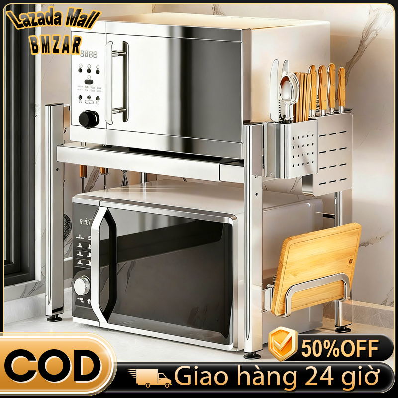Kệ lò vi sóng inox 304 Giá Kệ Lò Vi Sóng Nhà Bếp Đồ Đa Năng 1 tầng và 2 tầng Giá Đựng Nồi Cơm Điện Kệ đồ dùng nhà bếp có thể điều