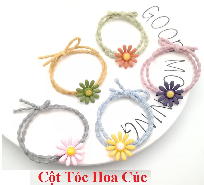 5 Dây Cột Tóc Hoa Cúc Thời Trang Xinh Xắn cho bạn gái thêm xinh