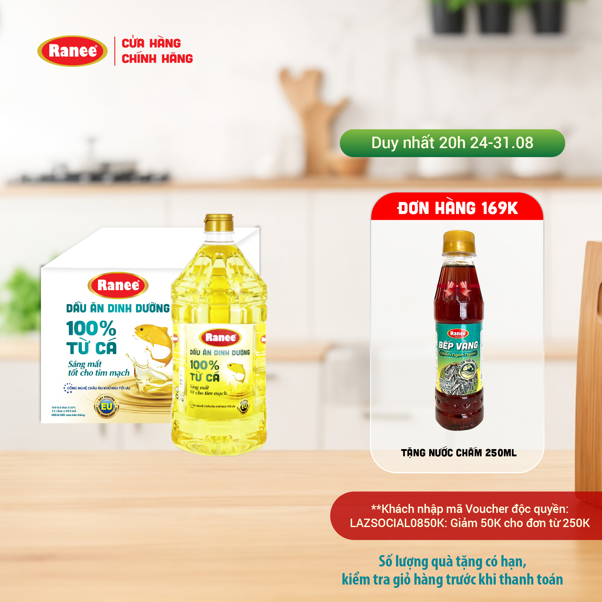 Thùng dầu ăn dinh dưỡng Ranee 2 lít