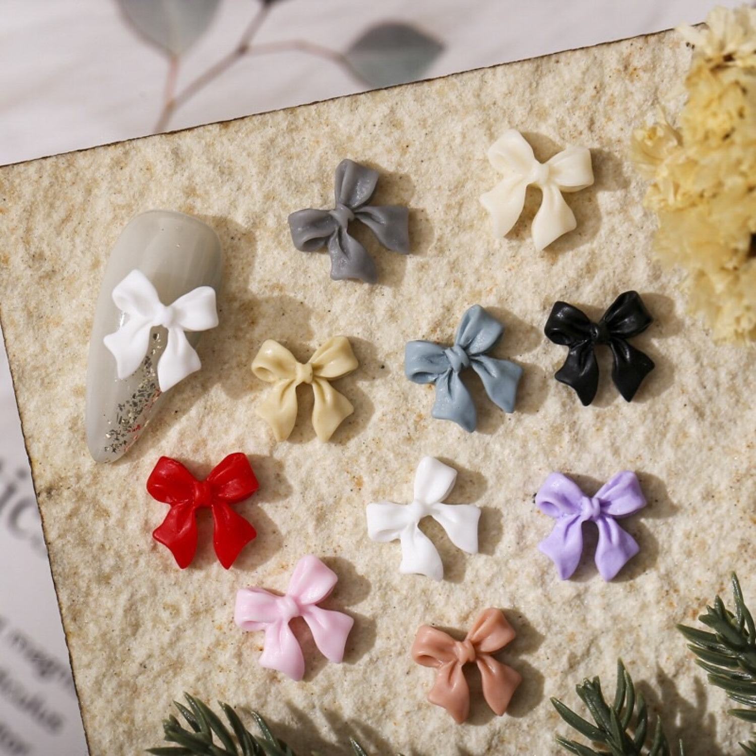 - Set 6 Charm nail hình Nơ Bướm nhiều màu trang trí móng