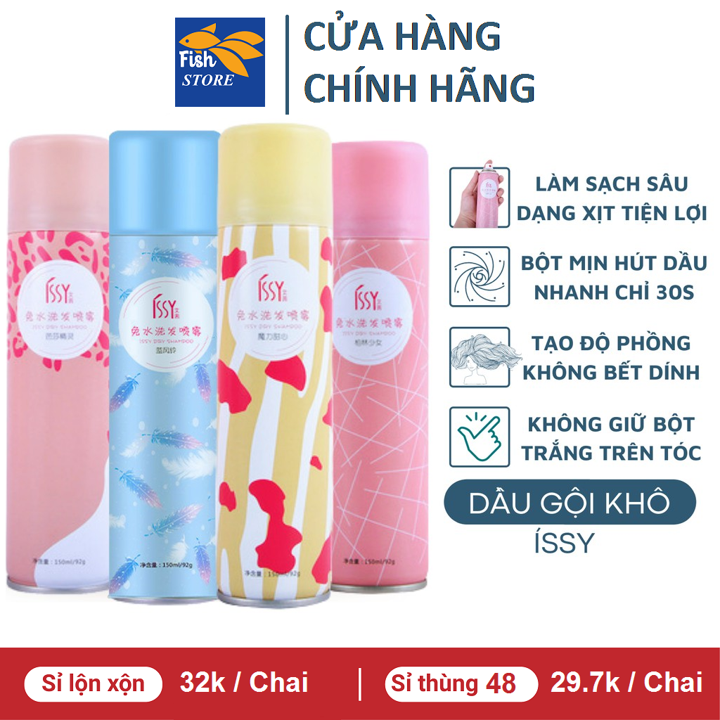 Dầu gội đầu khô Issy - xịt đầu khô hết ngứa & bết dính tóc 150ml