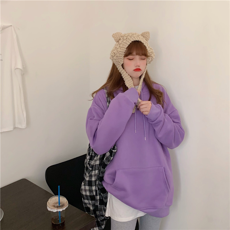 Áo HooDie Basic Trơn Unisex , Áo Nỉ Bông Trơn Tím