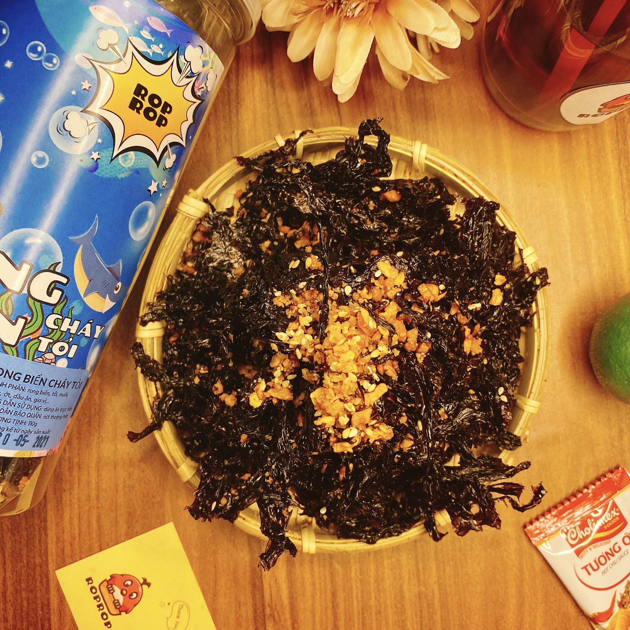 Rong biển cháy tỏi trộn mè roprop hũ pet 200g