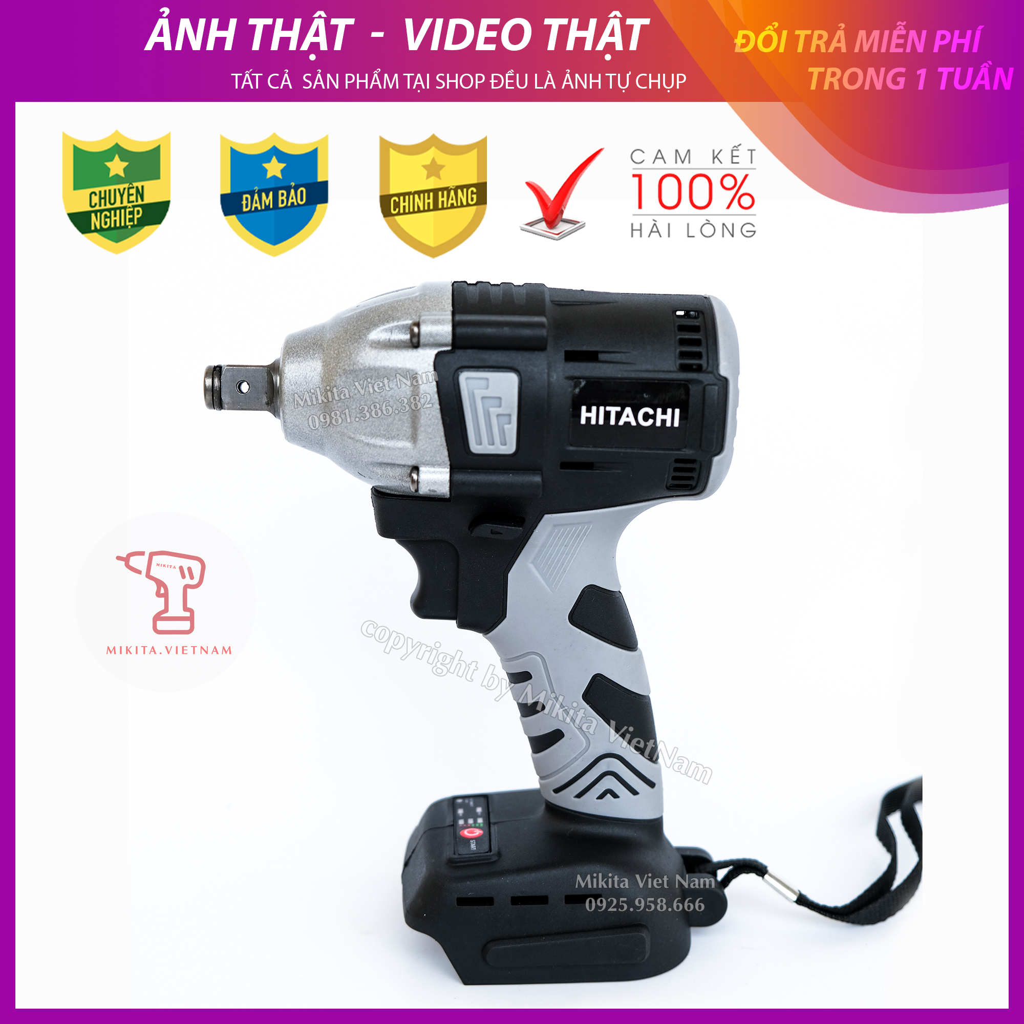 Thân máy siết Bulong HITACHI - Động cơ không chổi than