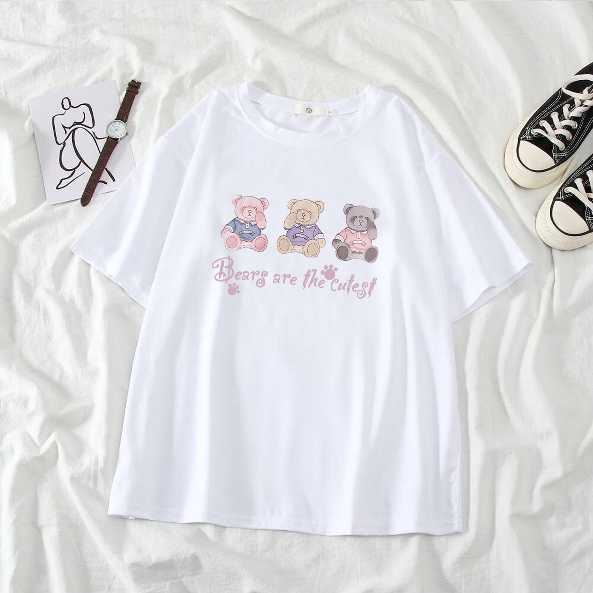 SET ÁO 3 GẤU CHE MẶT KÈM QUẦN ĐẦY CÁ TÍNH, DỄ THƯƠNG