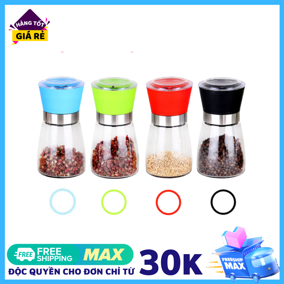 Dụng cụ xay tiêu cầm tay nắp nhựa cao cấp - dụng cụ xay tiêu mini lọ rắc muối tiêu lọ đựng hạt tiêu lọ đựng gia vị dụng cụ xay tiêu nhỏ gọn tiện lợi tmark
