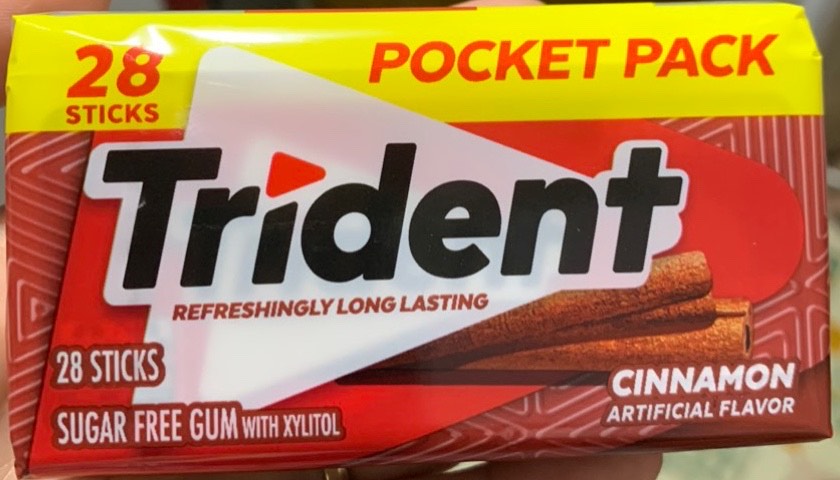TRIDENT (vị quế) 28 thanh/vỉ- KẸO CAO SU KHÔNG ĐƯỜNG (thơm miệng, không lo sâu răng)