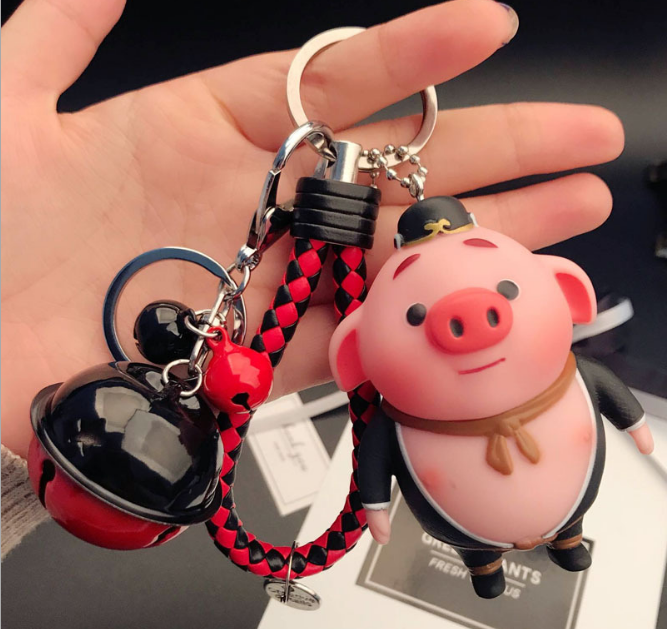 Móc khóa con lợn Cute kèm dây và chuông lớn siêu HOT