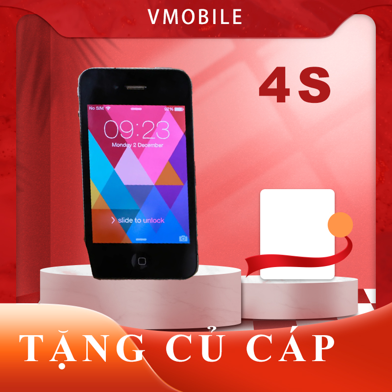 Điện thoại i/ phone 4S quốc tế tặng dây sạc tải sẵn app.