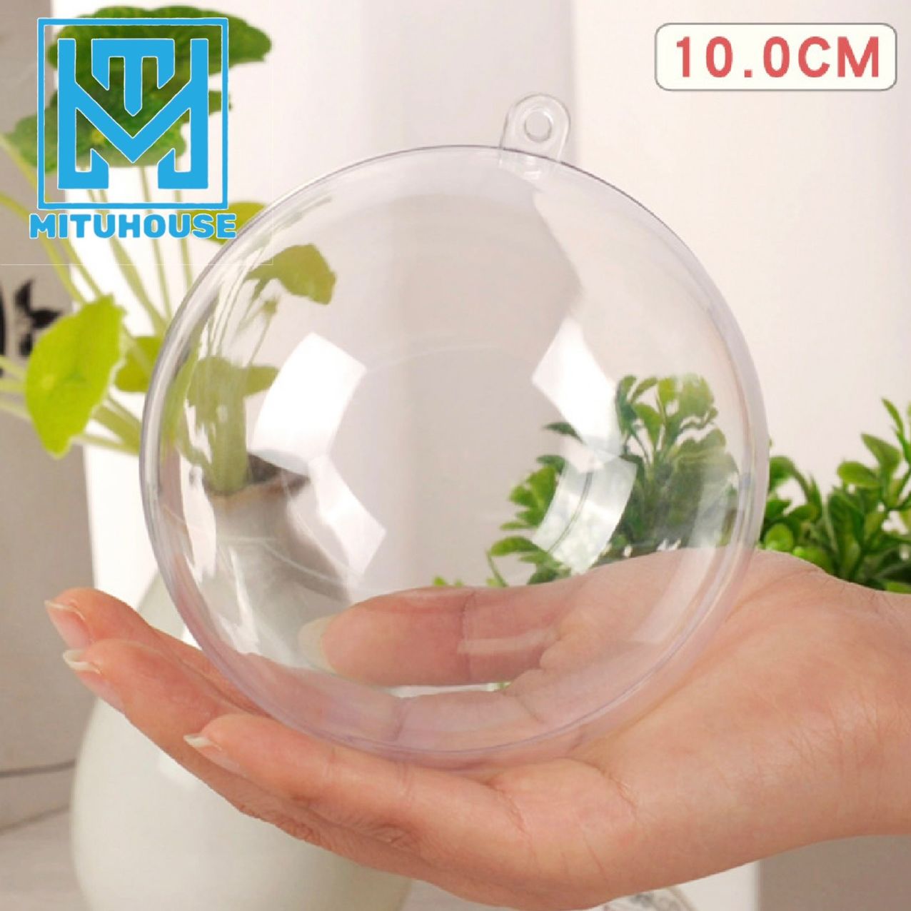 Set 5 quả bóng tròn nhựa trang trí trong suốt đường kính 10 cm