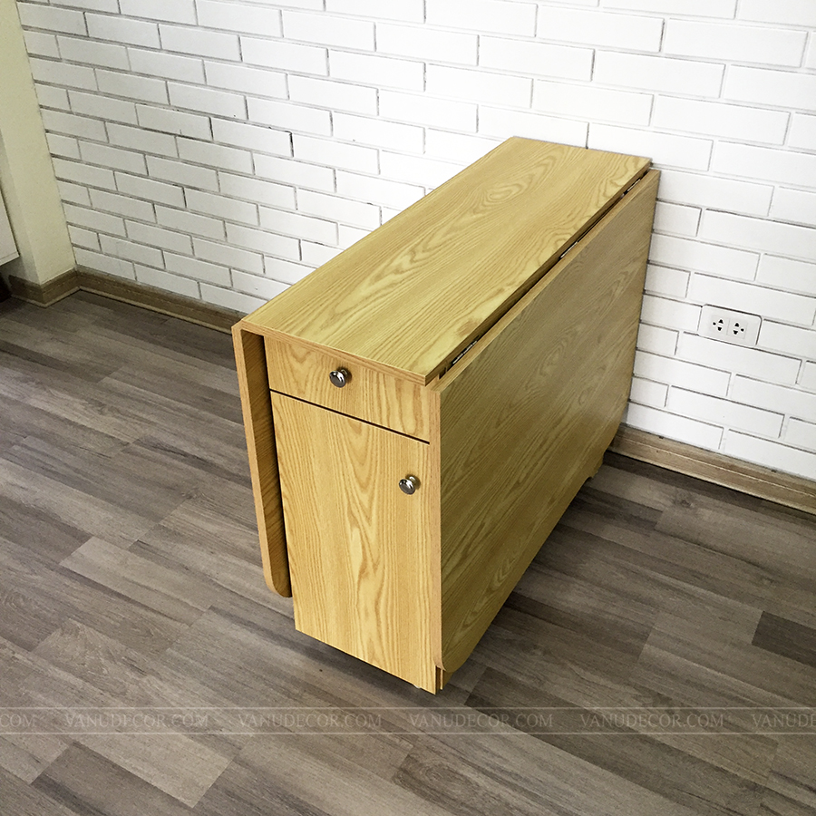 Bàn ăn thông minh gấp gọn Vanu decor có bánh xe di chuyển (không kèm ghế) BA090